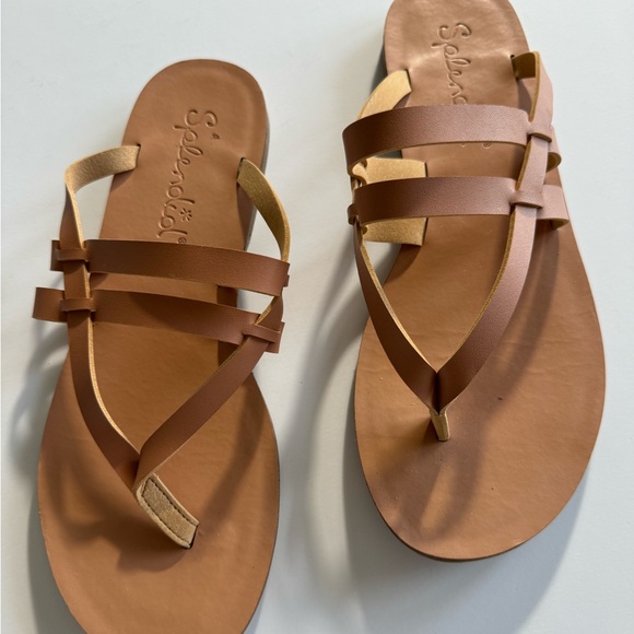 Splendid Shoes - Splendid Flip Flops, Leather, Tan, 5 1/2”, Like New